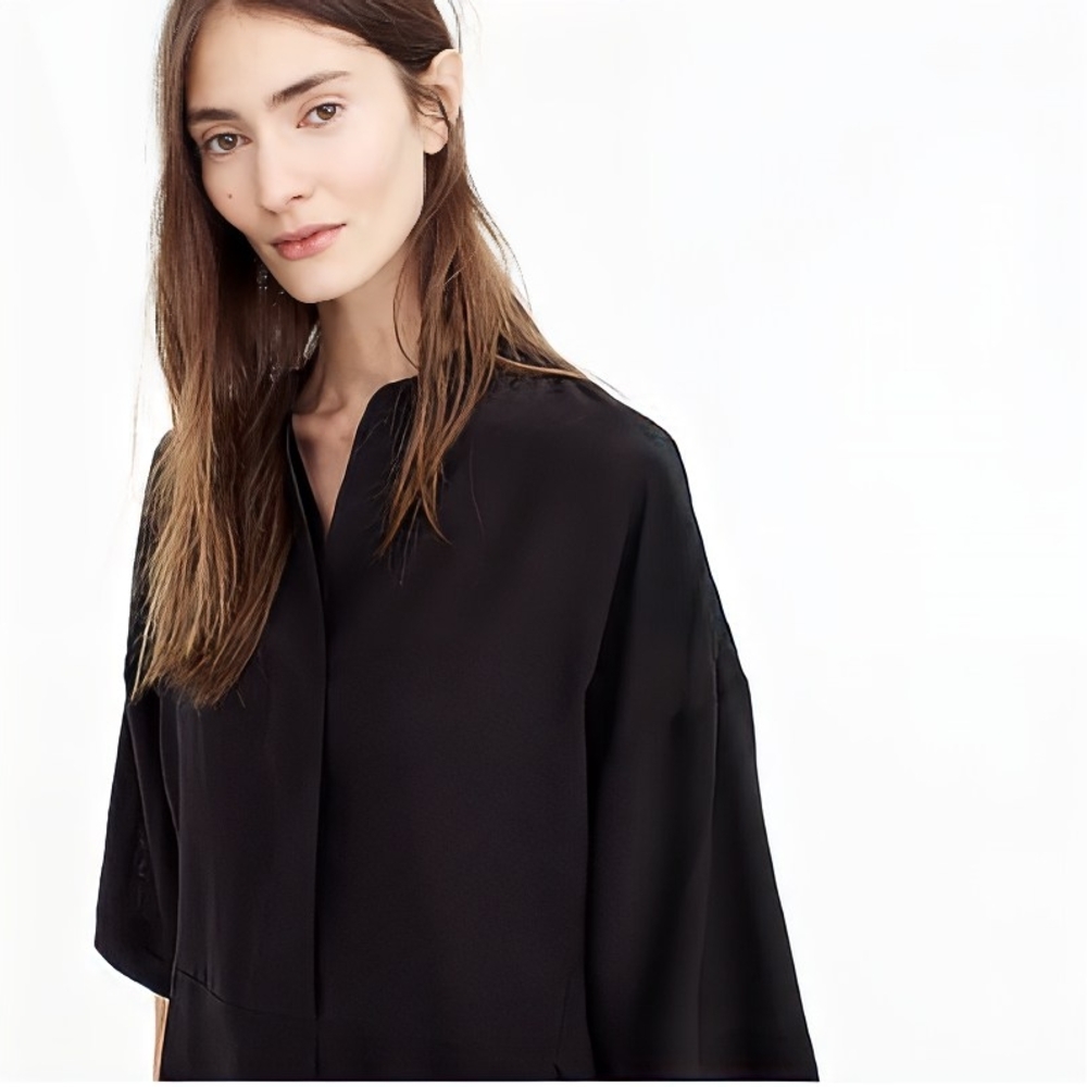 J. Crew Tunic 100% Silk Classic Black  Size S - Picture 8 of 15